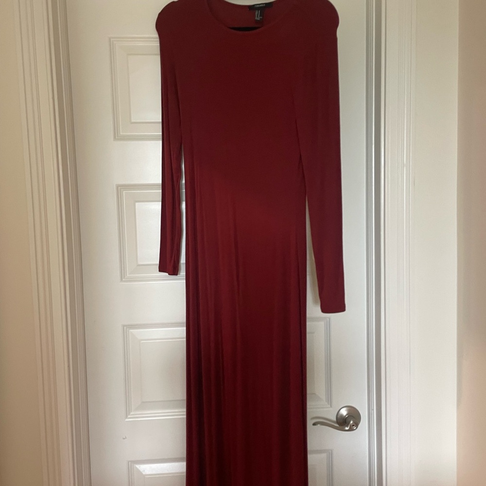 Forever 21 Red Long Sleeve Sheath Dress